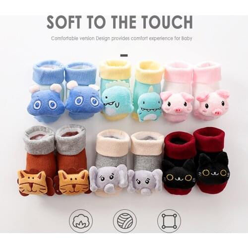 2020 New Cartoon Baby Socks Anti-Slip Newborn Rattle Socks Cute Autumn Floor Cotton Socks Warm Boots For Boys Girls Infants