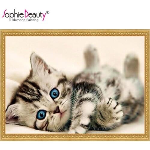 New Arrive Needlework Diy Diamond Painting Pasted Painting Square Drill Fashion Home Decoration Lovely Cat Free Shipping