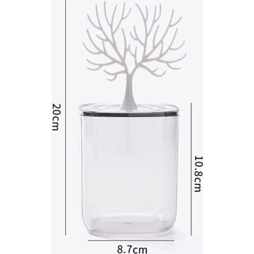 Plastic Makeup Box Cotton Swab Organizer Small Waterproof Transparent Box with Jewelry Holder Rack Countertop Cosmetic Rangement