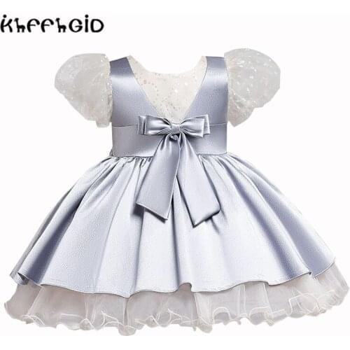 Baby one year old dress girl dress 2021 toddler baby girl new senior grey bubble sleeve baby full moon wash dress 0.1.2.3 years