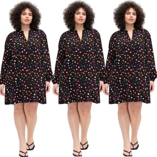 Autumn Winter Long Sleeve Shirt Dress Women V-neck Elegant Vintage Retro Loose Dresses Boho Printed Clothing Plus Size 5XL