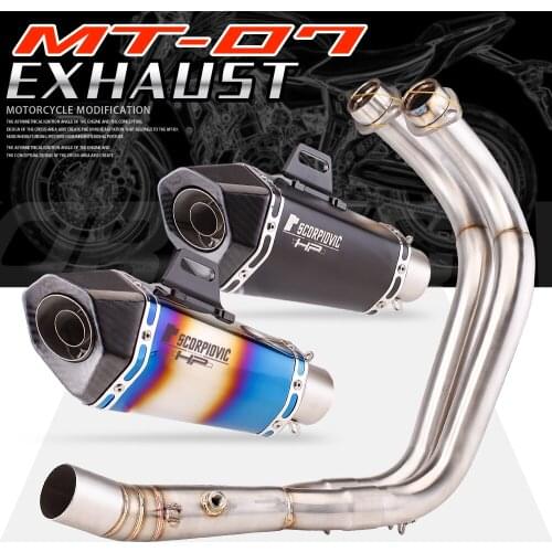 Complete motorcycle exhaust system mt07 fz07, for yamaha tester MT-07 2014-2019, with muffler xsr700, 2018, 2016, 2017, 2018