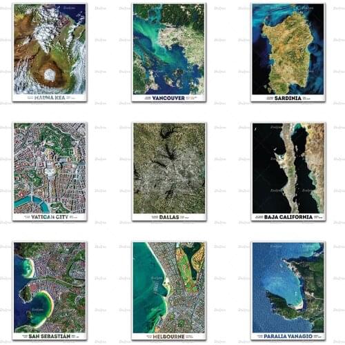 San Sebastian Baja California Mauna Kea Satellite Melbourne Positano Vancouver Satellite Poster Wall Art Prints Home DecorCanvas