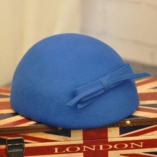 Pure Wool Beret Hat Casual Plain Bow Wool Felt Painter Cap Ladies Classic Black Khaki Grey Fedora Hat WInter Autumn Women Hat