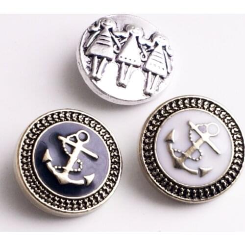 XH3637 sisters sibling Anchor HOPE Metal 18mm Snap button jewelry