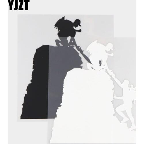YJZT 16×17.8CM Exquisite Vinyl Decals Mountaineering Mutual Aid Pattern Car Sticker Black/Silver 20A-0382