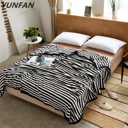 Stripe blankets simple quilts twin full queen king girls blankets Throw Flannel blanket on Bed/car/sofa luxury black white rugs