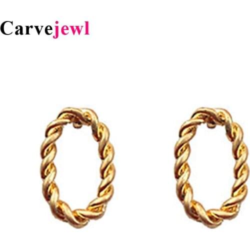 Carvejewl Minimalist Gold Silver Color braided oval circle Earrings for Women Classic Twisted Stud Earrings cute Wedding Jewelry