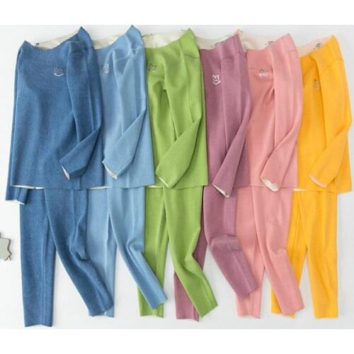 Winter Kid Long Johns Double-sided Velvet Warm Thermal Underwear Children Pajama 100-170cm Girls Pajamas Boys Clothes