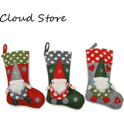 1PCS New Christmas Sock Kids Stereo Doll Candy Bag Gift Mini Socks Xmas Tree Ornament Christmas Stocking Decoration For Home
