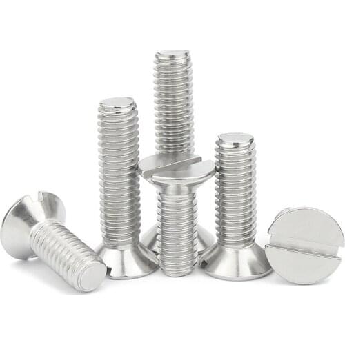 10/50pc 304 A2-70 stainless steel GB68 Metric Threaded Slotted Flat Countersunk Head Machine Screw Bolt M1.6 M2 M2.5 M3 M4 M5 M6