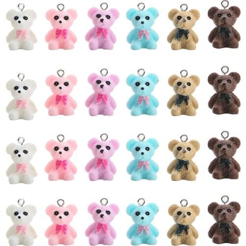 10Pcs/lot Cute Bear Resin Charms Pendants For Women Girls Jewelry Handmade Pendant Earrings Keychain Accessories