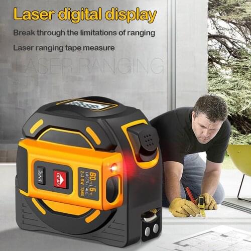 2In1 Digital Laser Measuring Tape 40/60M Retractable Precise Laser Tape Multifuction Laser Tape Line Measuring Tape Measure Tool