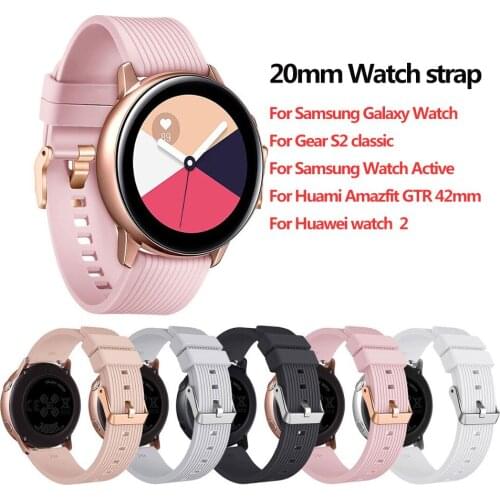 20mm Sport Band For Samsung Galaxy Watch Active 20mm Silicone Strap For Gear S2 classic Gear Sport 42mm /Huami Amazfit Bip