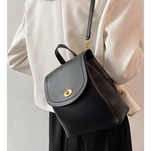 2021 Summer Small Leather Women Backpacks for Girls Solid Color Bagpack Female Fashion Ladies Travel Pack Women Backpack Purse