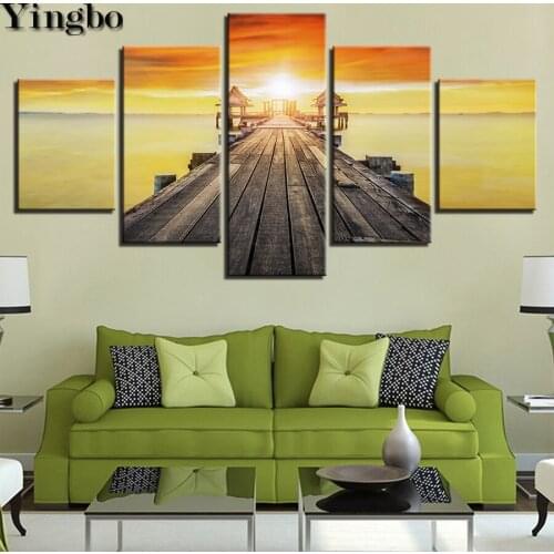 5 Pieces diamond painting Seaside bridge landscape diamond mosaic picture full square round diamond embroidery rhinestone art