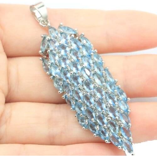 55x35mm Amazing Big Jewelry Set Created Pink Kunzite White CZ For Womans Dating Silver Pendant Earrings