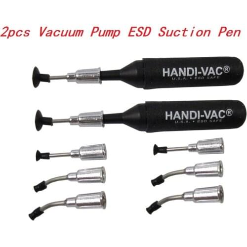 Free shipping 2pce Handi-VAC Anti-static Mini SMT/ SMD IC Chip BGA Vacuum Pump Suction Pen + 8 nozzles, Vacuum picker