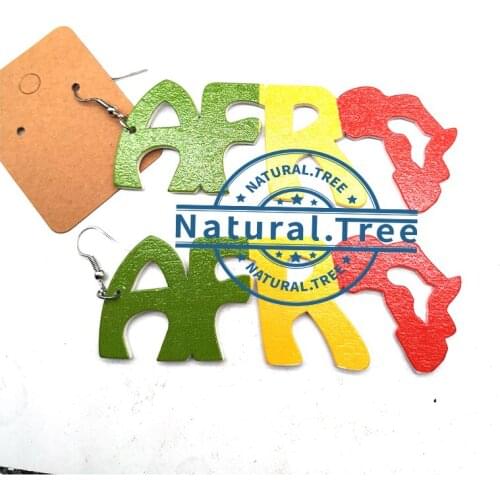 Free Shipping!Printing Africa Wooden Earrings