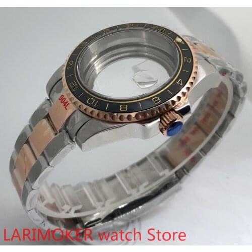 Transparent cover 904L stainless steel rose gold strap bracelet with 40mm sapphire glass ETA NH36 MH35 case,bezel yellow black