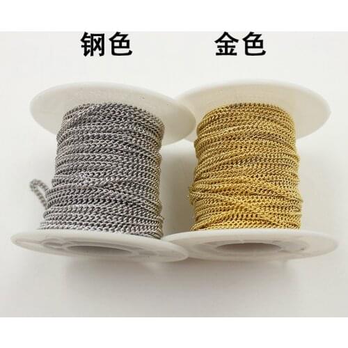 10 Yards/roll 316L Stainless Steel Never Fade Necklace Chains Bulk Fit DIY Women Men Necklace Pendant Jewelry Making Findings