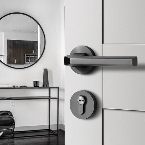 European Style Black Door Handle Lock Interior Mute Zinc Alloy Split Door Locks Silent Mechanical Lockset Household Hardware