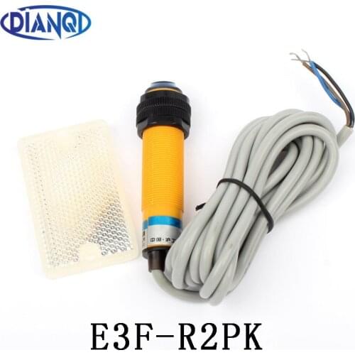 DIANQI Feedback reflex photoelectric switch sensor E3F-R2PK DC PNP NO diameter 18mm distance 2m Transducer