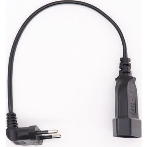 Europea 90 Degree Male Plug To Female Socket Power Extension Cable For PC Computer PDU 0.3m/0.6m EU 2 Prong Bend Angled AC Cord