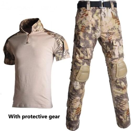 Outdoor Camouflage Military Tactical Frog Uniform Sets Breathable CS Shooting Training Shirts Army Fan Combat Sports Tops Pants