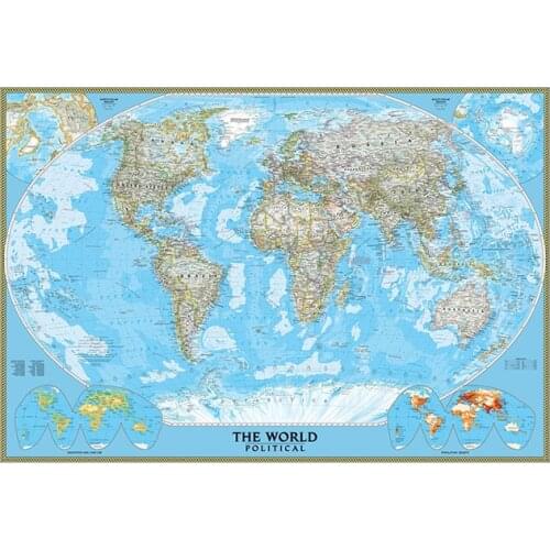 The World Political Map With Population Density 150x225cm Vinyl Spray Map Without National Flag For Culture And Education