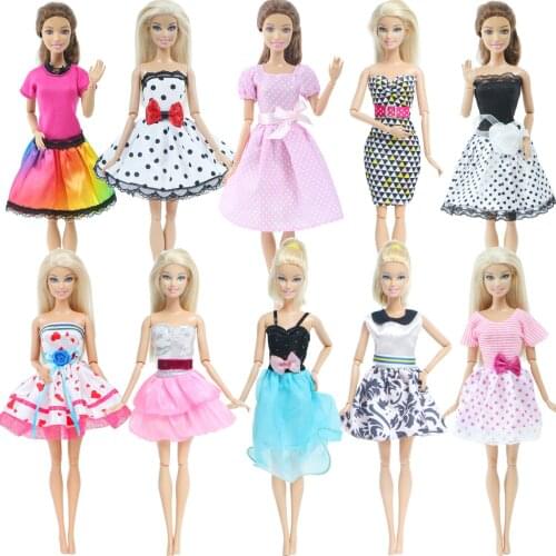 10 Set/Lot Fashion Mix Style Dress Daily Casual Wear Evening Party Skirt Clothes for Barbie Doll Princess Accessories Baby Toy