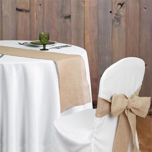 Multi Use Burlap Linen Chair Sashes 15X275CM Lace Hessian Jute Burlap Chair Sash Bow for Wedding Party Baby Shower Home Decor