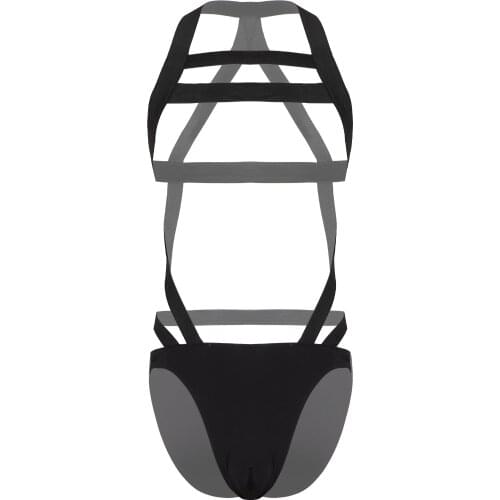 Men Body Shoulder Chest Harness Belt Strappy Bodysuit Underwear Thong Briefs for Lingerie Night Club Stage Performance