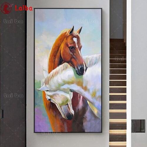 Full square round drill set Nordic art, horses, lovers diy diamond painting 5d diamond mazayka embroidery room decor