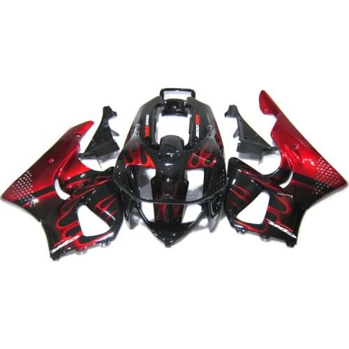 Customize Paint Fairings for HONDA CBR900RR 893 1996 1997 Red Flames Black fairing kit CBR893RR 96 97 XF43