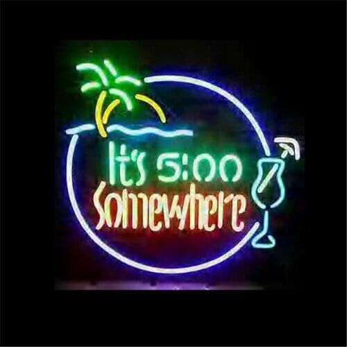 NEON SIGN ForITS 500 SOMEWHERE Signboard REAL GLASS BEER BAR PUB display christmas Light Signs 17*14"