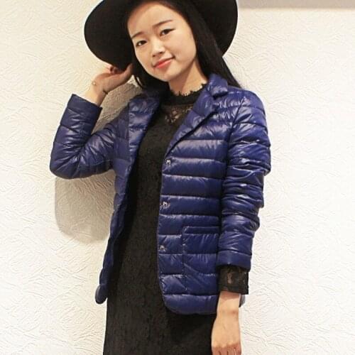 Winter Women Lightweight Slim Fit Parkas Down Padded Short Jacket Classic Office Ladies Suits Single Breasted Outerwear Parka