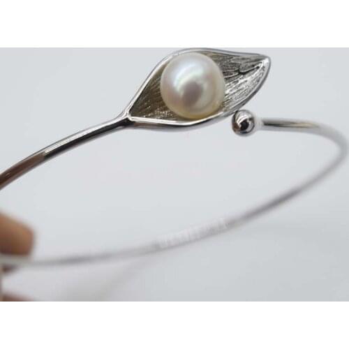 Freshwater pearl white 9-10mm coin+s925 cirque bracelet 8inch wholesale beads nature handcraft