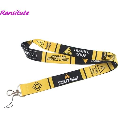 Ransitute R499 Warning Sign Keys ID Card Gym Mobile Phone Straps USB Badge Holder DIY Phone Hang Rope Lanyard