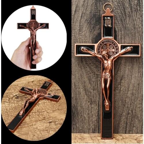 Church Relics Wall Crucifix Jesus Christ On The Stand Cross Wall Crucifix Antique Home Chapel Decoration 20cm