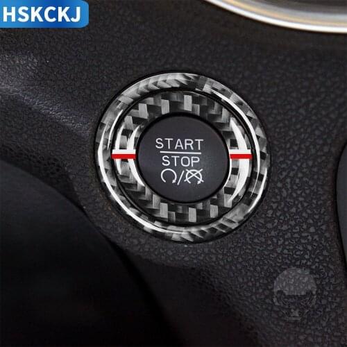 For Dodge Challenger 2015+ Multiple Colors Carbon Fiber Stickers Key Ring Start Switch Hole Frame Cover Interiors Car Accessorie
