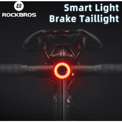 ROCKBROS Bike Tail Light MTB Road Bike Night Cycling Rear Light Smart Brake Sensor Warning Light Waterproof Bicycle Accessories