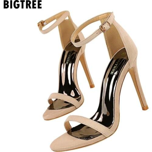 Brand Summer Concise Women Sandals Elegant thin heeled Strap Buckle Gladiator Sandals All match High heels Office Lady shoes
