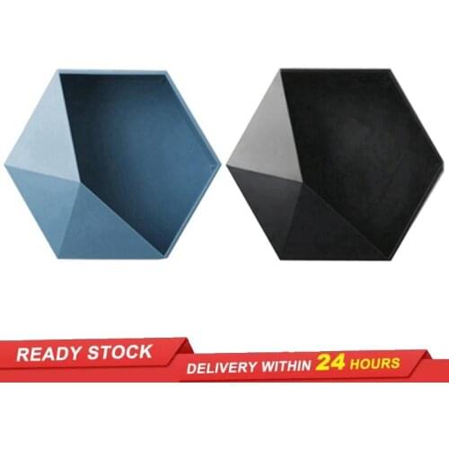 Home punch-free living room TV wall shelf storage box wall hanging geometric decoration bedroom storage rack bathroom rack