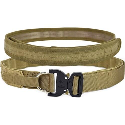 Tactical Molle Belt Heavy Duty Double Layer Outdoor Army Military Fighter CS Wargame Shooter Hiking Hunting Airsoft Nylon Belts