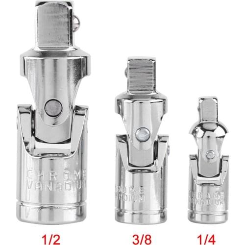 Universal Joint Ratchet Angle Steel Extension Bar 1/4" 3/8" 1/2" Socket Adapter Drop Ship