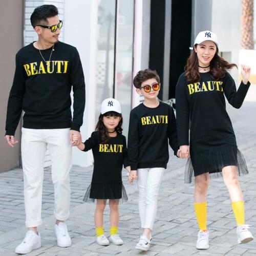 2020 Spring Family Matching Shirts Sweaters Mommy and Me Dresses Lace Pajamas Mom and Daughter Dress Mother Kids Son Outfits