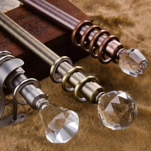 Crystal ball curtain rod Red Bronze color Stainless steel Diameter 28mm and accessories for Bedroom/study room/living room