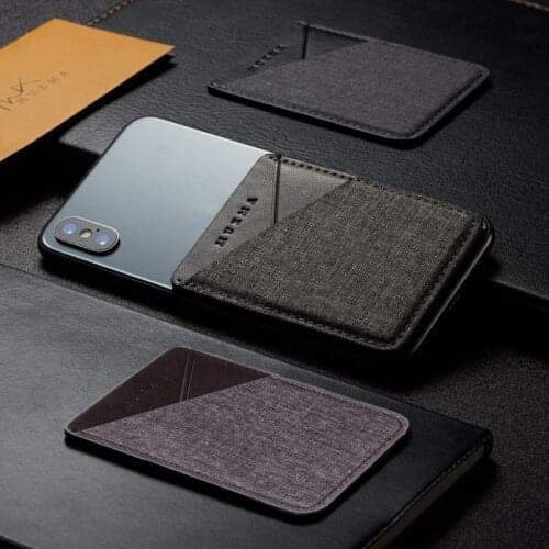 Y166 Slim Canvas Mobile Phone Wallet Credit ID Card Holder Adhesive Pocket Sticker