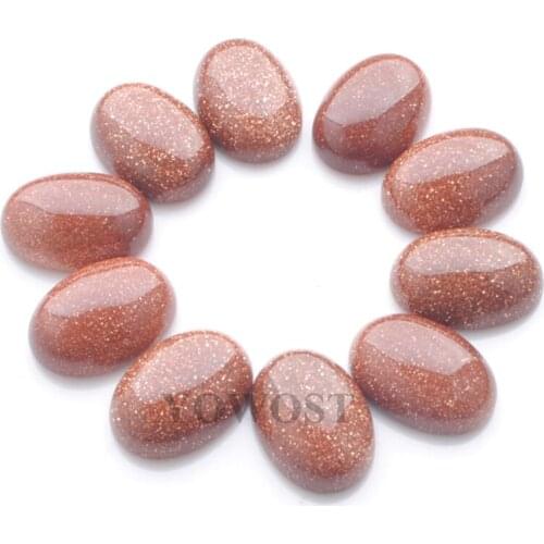 YOWOST Free shipping Natural Golden Sand Gem stone Oval Cabochon CAB No Hole Jewelry 13x18x6MM 20pcs/lot QU3008